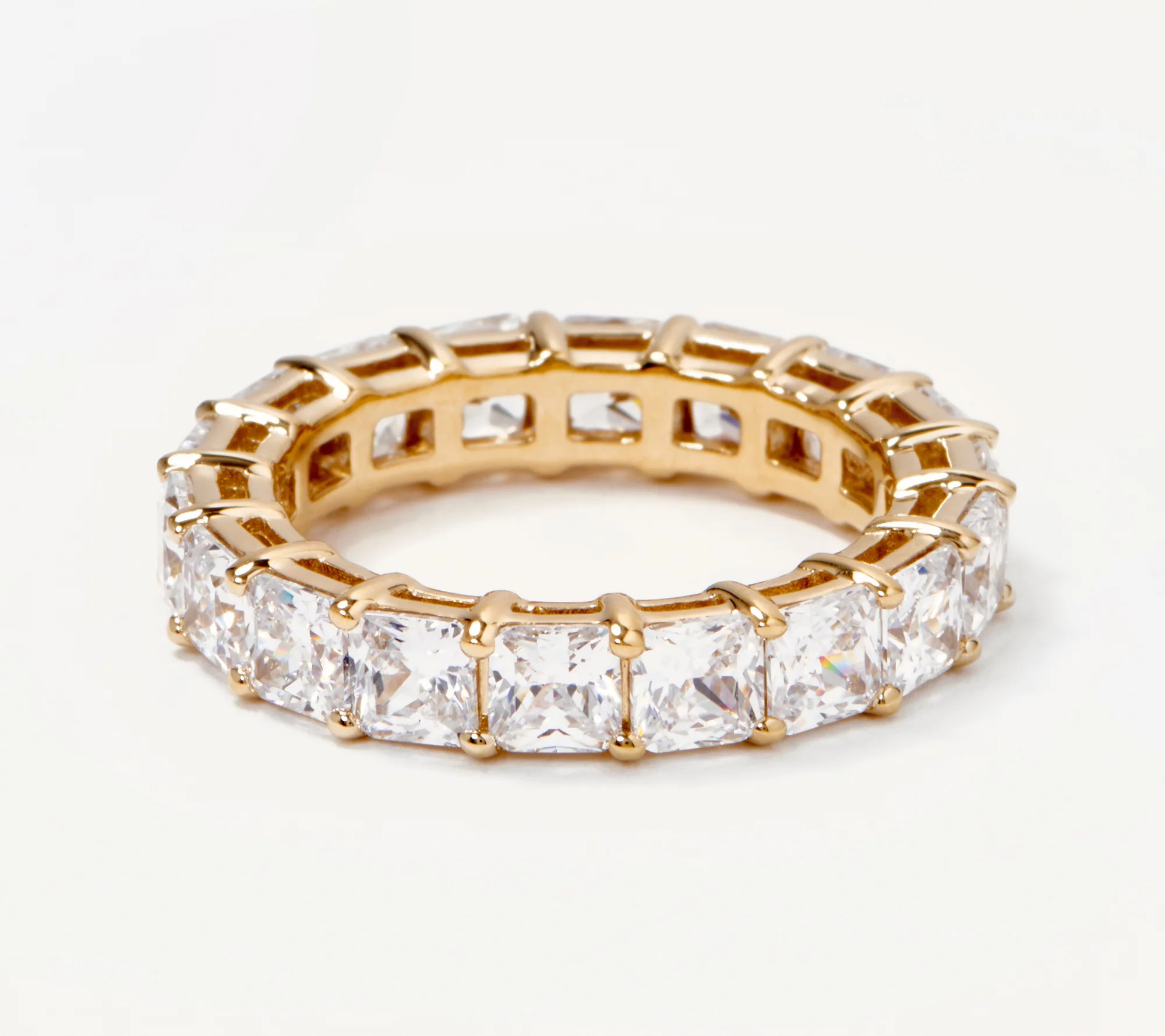Diamonique Yellow Choice of Cut Eternity Band Ring, 14K Gold Clad - QVC.com | QVC