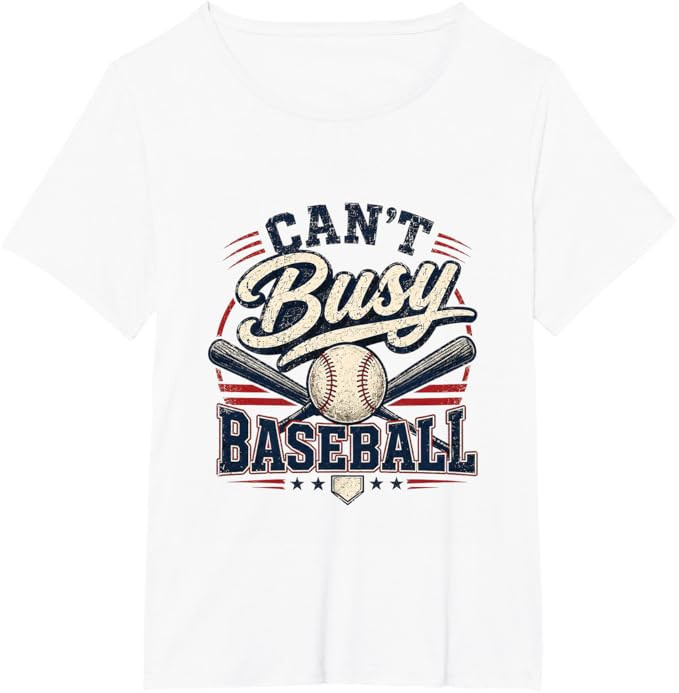 Can't Busy Baseball Vintage Retro Graphic T-Shirt | Amazon (US)
