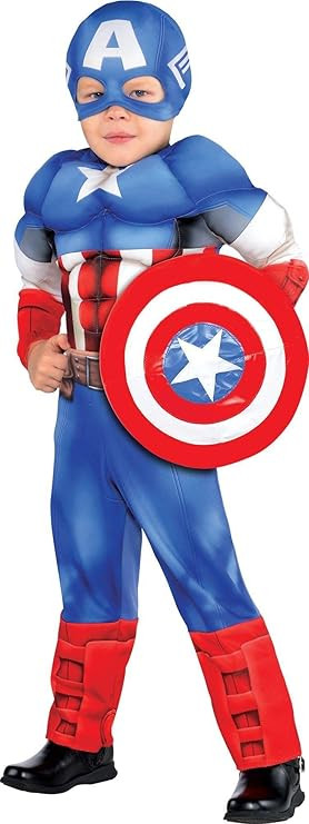 SUIT YOURSELF Classic Captain America Muscle Halloween Costume for Toddler Boys, Includes Headpie... | Amazon (US)