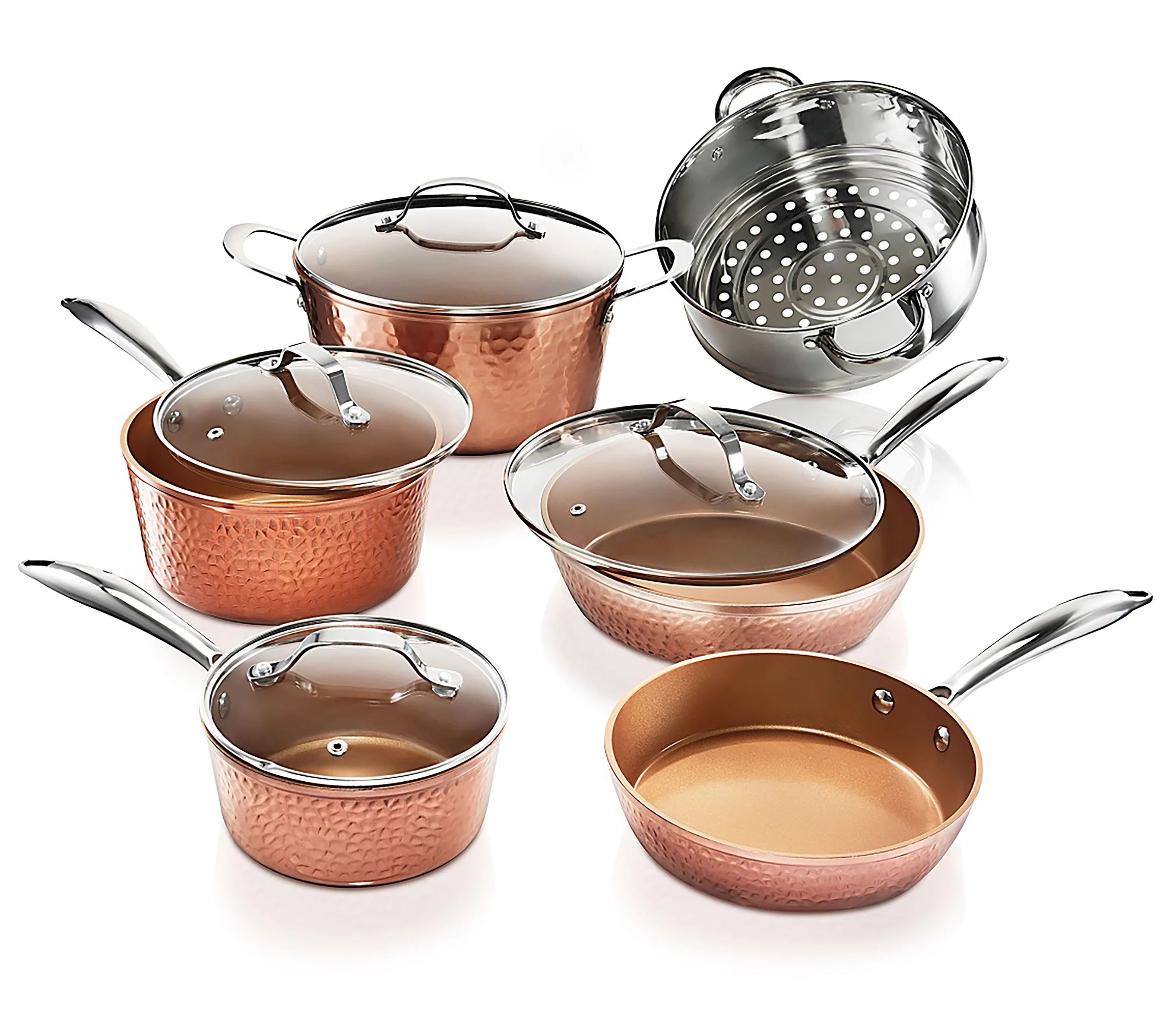 Gotham Steel Hammered Collection Pots and Pans Set, 10-Piece Premium Nonstick Cookware Set | Walmart (US)