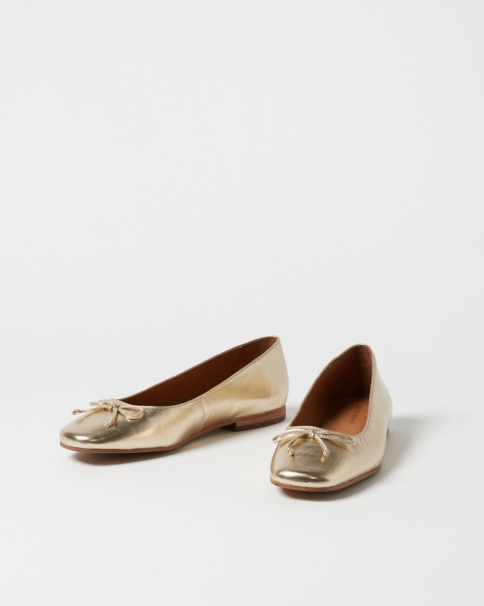 Gold Metallic Leather Ballet Flats, size UK 5 | Oliver Bonas (Global)