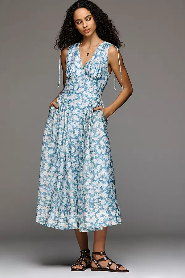 ASTR The Label Emmery V-Neck Midi Dress | Anthropologie (US)