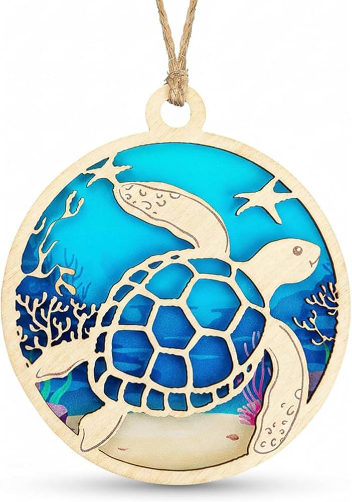 Sea Turtle Ornament, Turtle Ornament 2025, Unique Turtle Gifts for Women, Coastal Christmas Ornam... | Amazon (US)