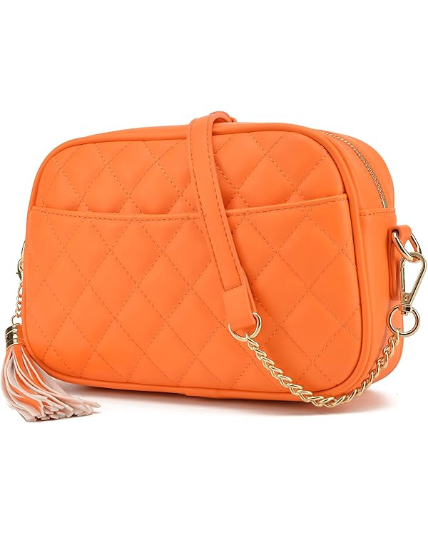 lola mae Quilted Crossbody Bag, Medium Lightweight Shoulder Purse Top Zipper Tassel Accent | Amazon (US)