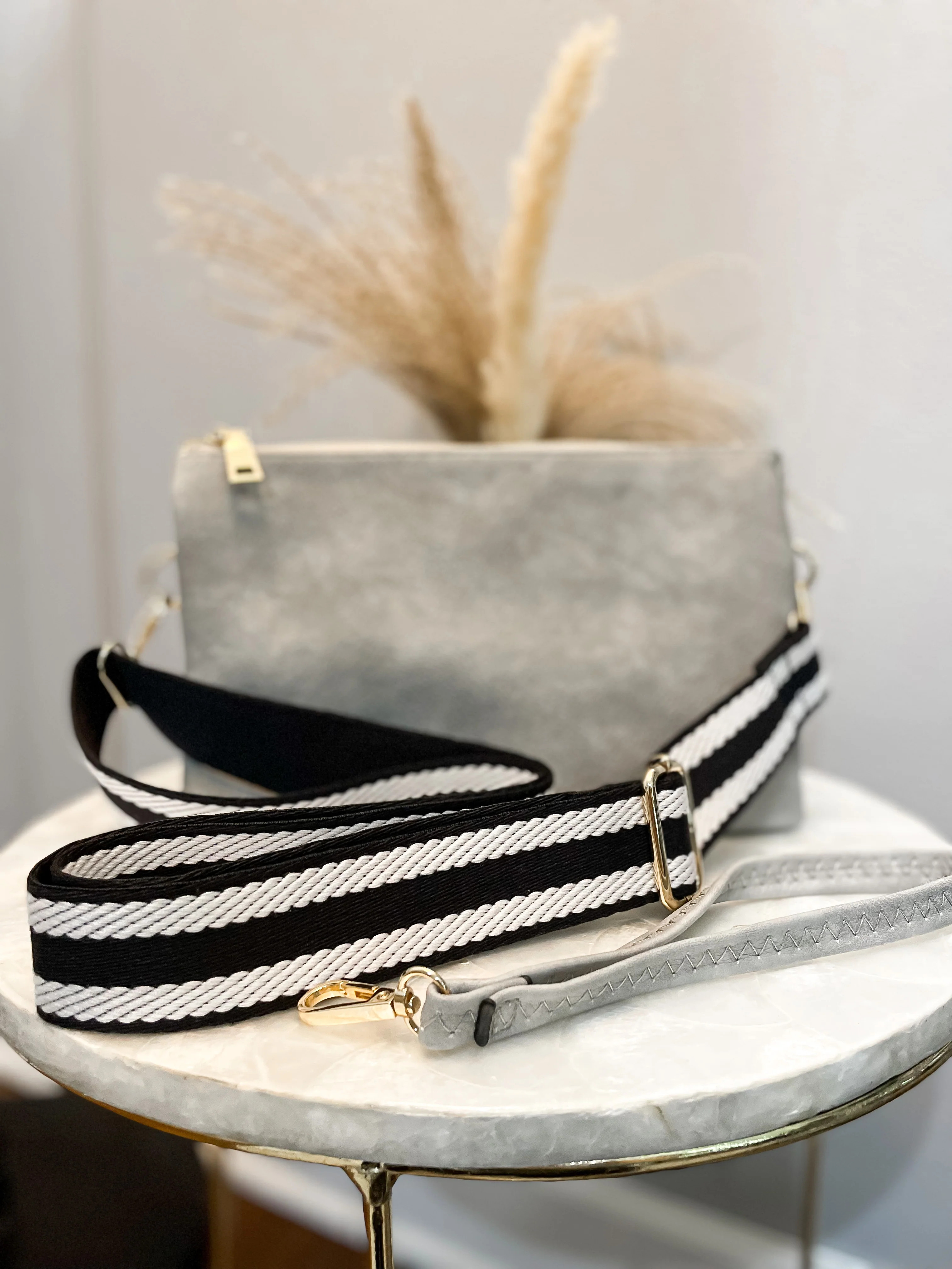 The Izzy Crossbody Gray Stripe | Wave Avenue Boutique