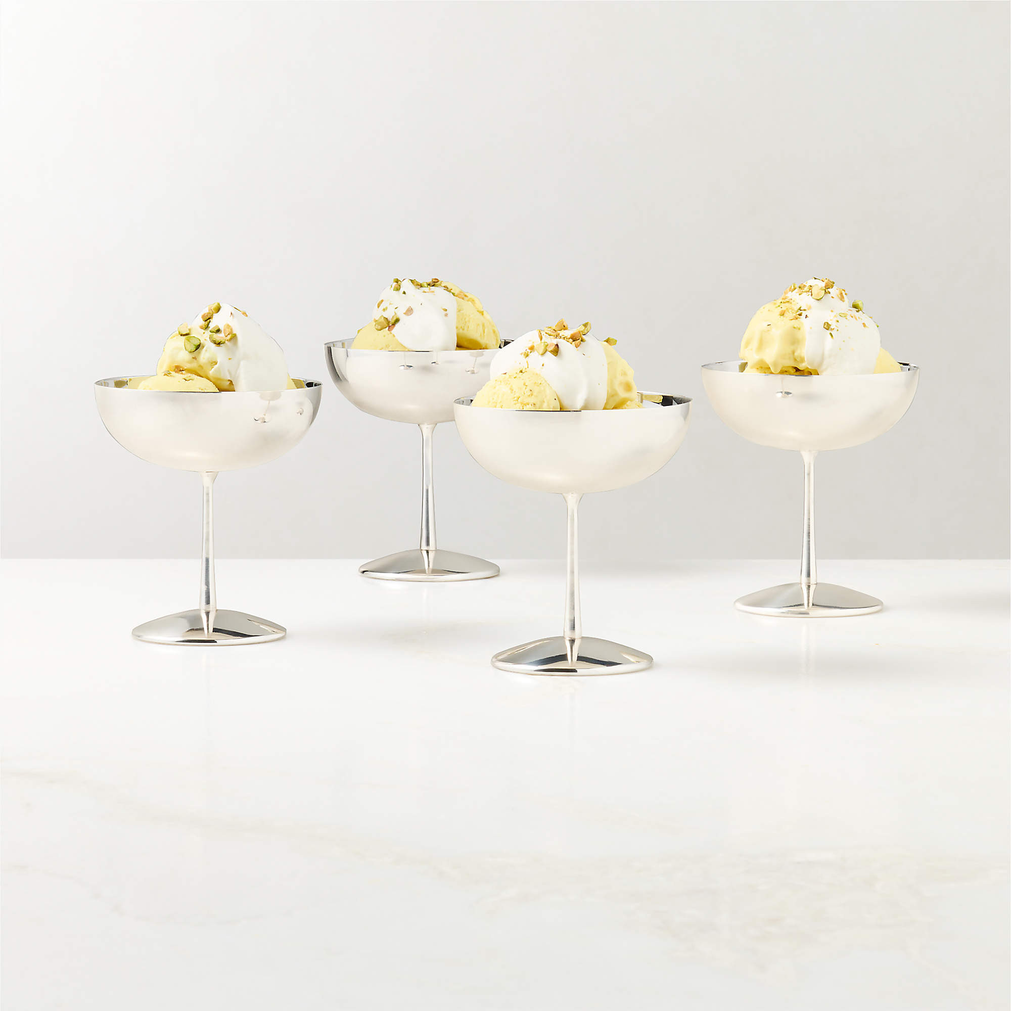 Emporia Stainless Steel Coupe Dessert Glasses Set of 4 + Reviews | CB2 | CB2