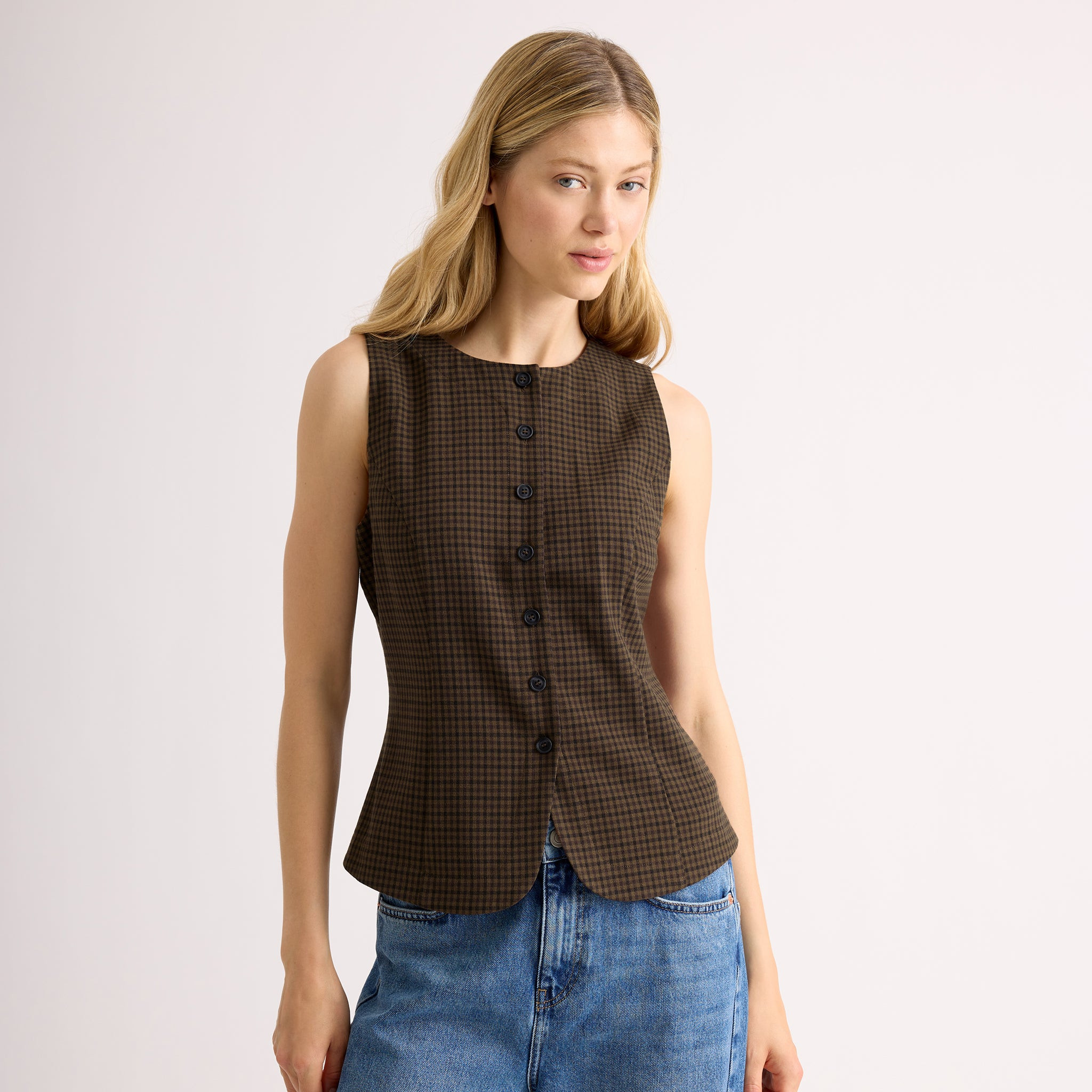 Chocolate Gingham Waistcoat | Albaray