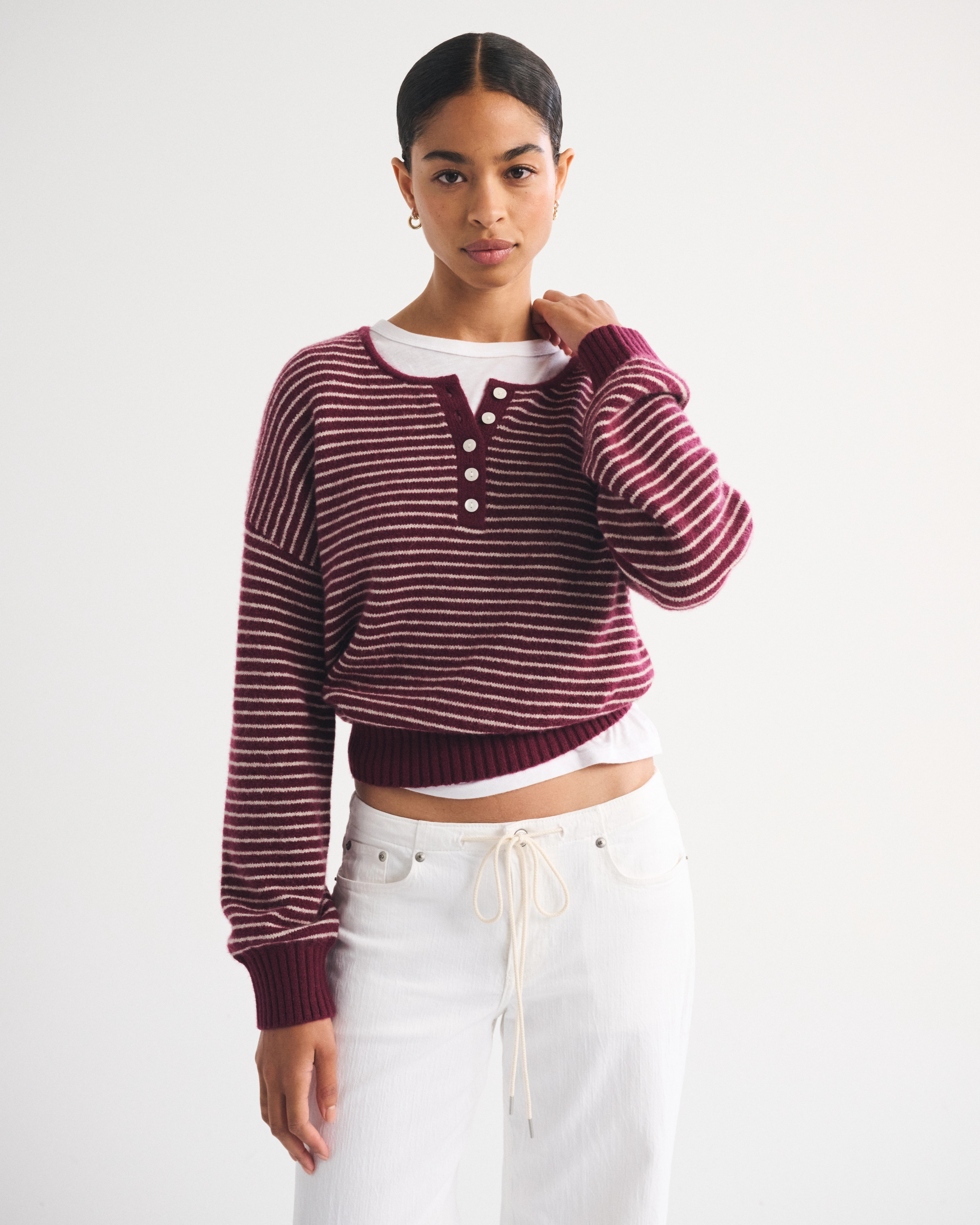 Merino Wool-Blend Henley Sweater | Abercrombie & Fitch (US)