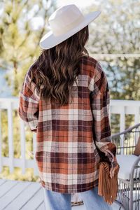 The Past Is Fading Rust Plaid Shacket | Pink Lily