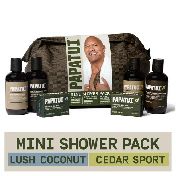 Papatui Holiday Gift Set, Men's Care Mini Shower Pack, Mini Shampoo Conditioner, Body Wash, Bar S... | Walmart (US)