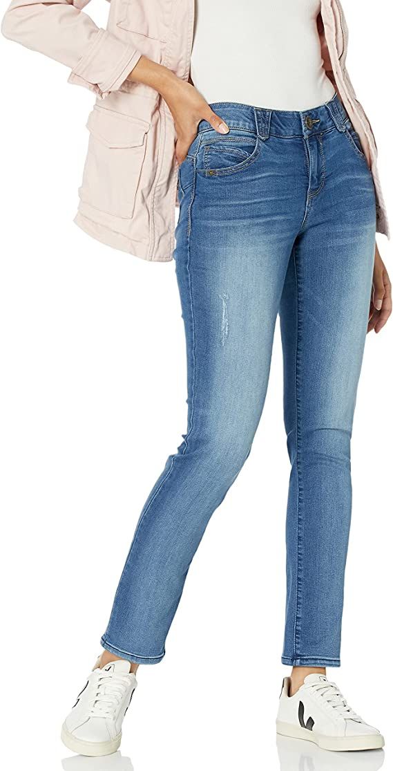 Democracy Women's Ab Solution Straight Leg Jean, Blue, 8 at Amazon Women's Jeans store | Amazon (US)