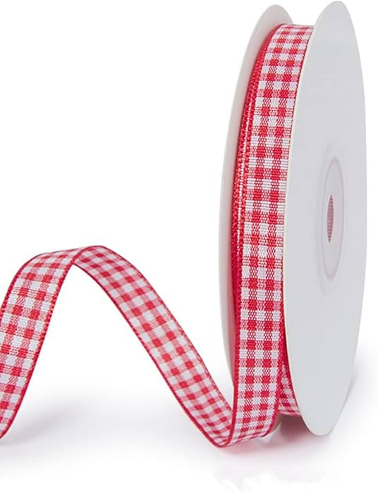 VIVIQUEN Gingham Ribbon Checkered Ribbon Taffeta Ribbon Plaid Ribbon Picnic Craft Ribbon 100% Pol... | Amazon (US)