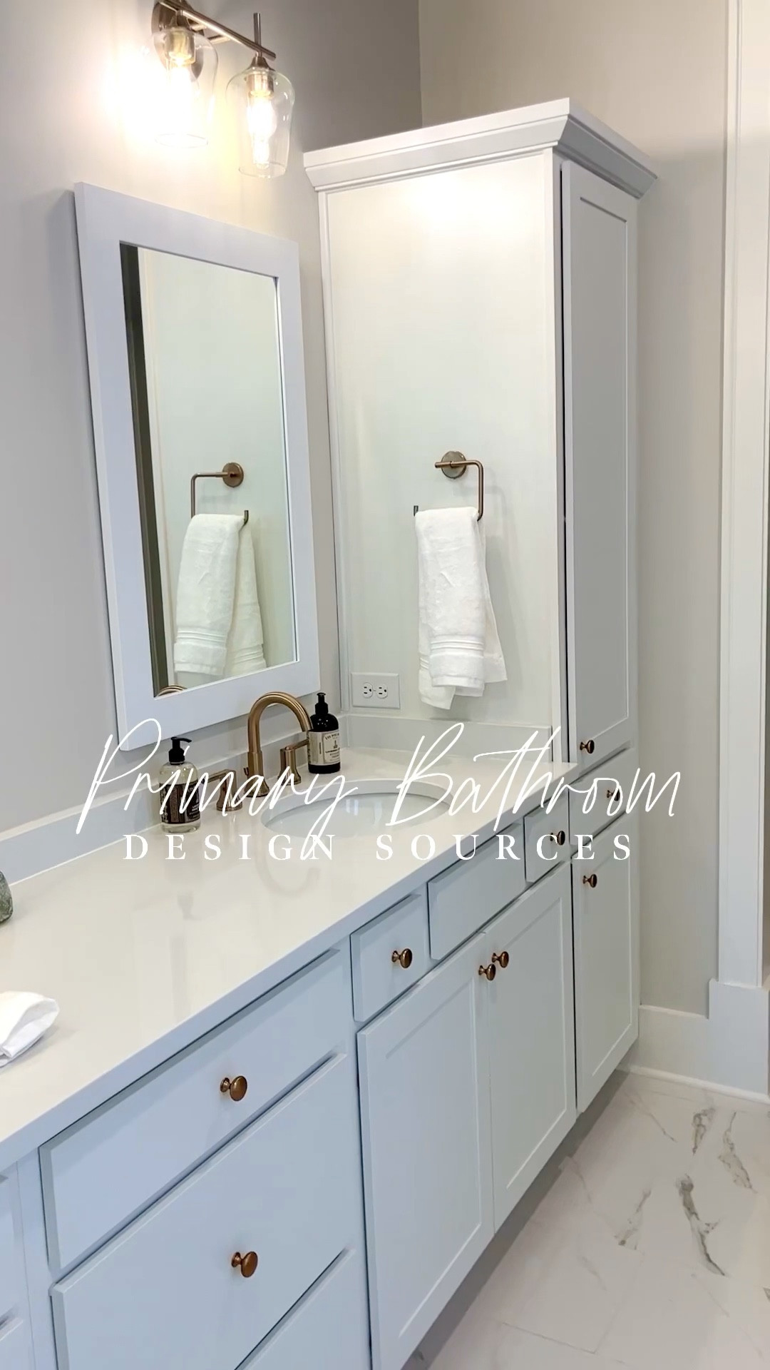 My primary bathroom gold & brass hardware and faucets looks timeless with this marble tile!  

#LTKSale #LTKfindsunder50 #LTKhome