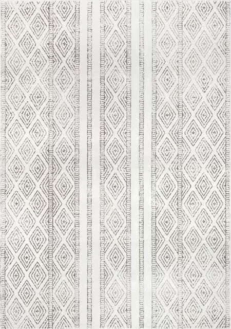 Gray Banded Bird Eye Diamonds Area Rug | Rugs USA