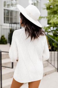 Sweet As You Ivory Diamond Textured Mock Neck Sweater | Pink Lily
