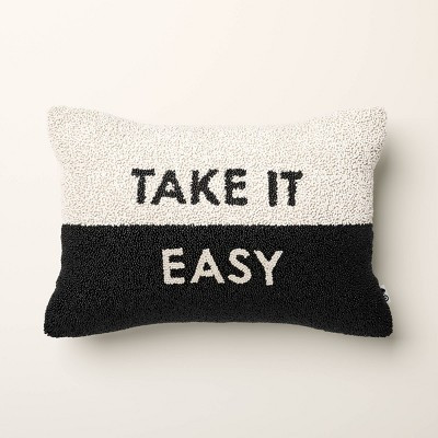 18"x12" Take It Easy Beaded Colorblock Rectangle Lumbar Throw Pillow Black/Cream - kate spade new... | Target