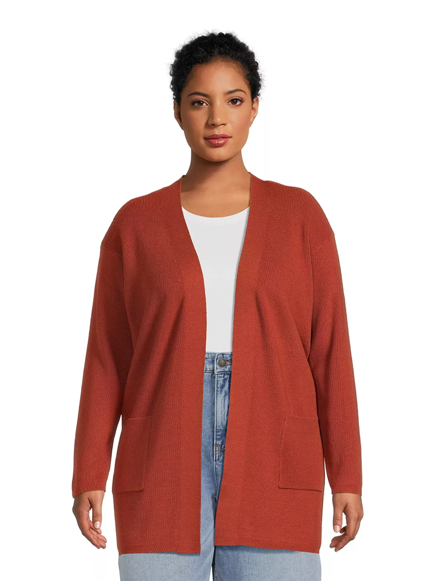 Terra & Sky Women's Plus Size Chenille Duster Cardigan 