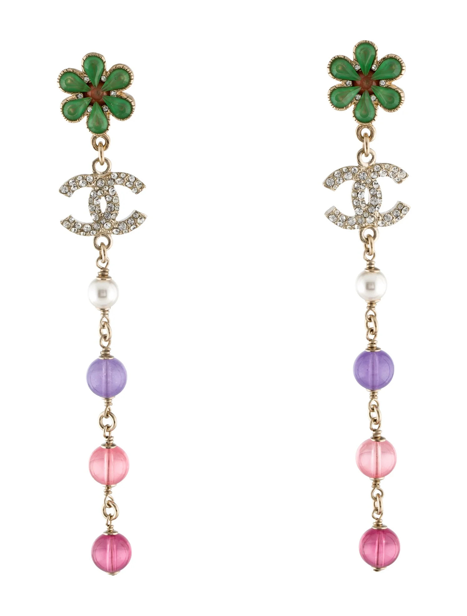 Chanel Faux Pearl, Strass & Resin CC Drop Earrings - Drop, Earrings - CHA1398834 | The RealReal | The RealReal