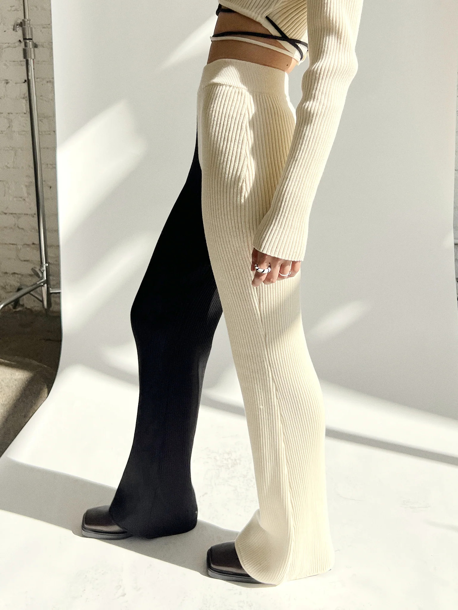 Colorblock Knit Flare - Black/Cream | Lisa Says Gah