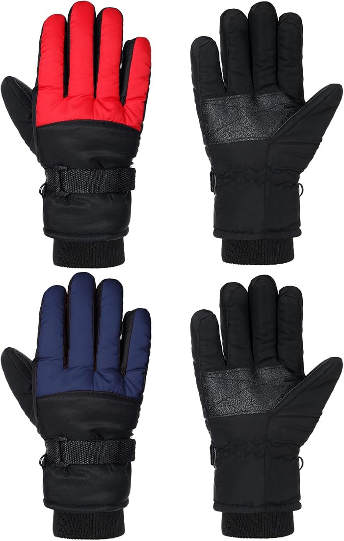 SATINIOR 2 Pairs Kids Waterproof Winter Snow Gloves Ski Gloves for Boy Girl Outdoor Warm Thickeni... | Amazon (US)