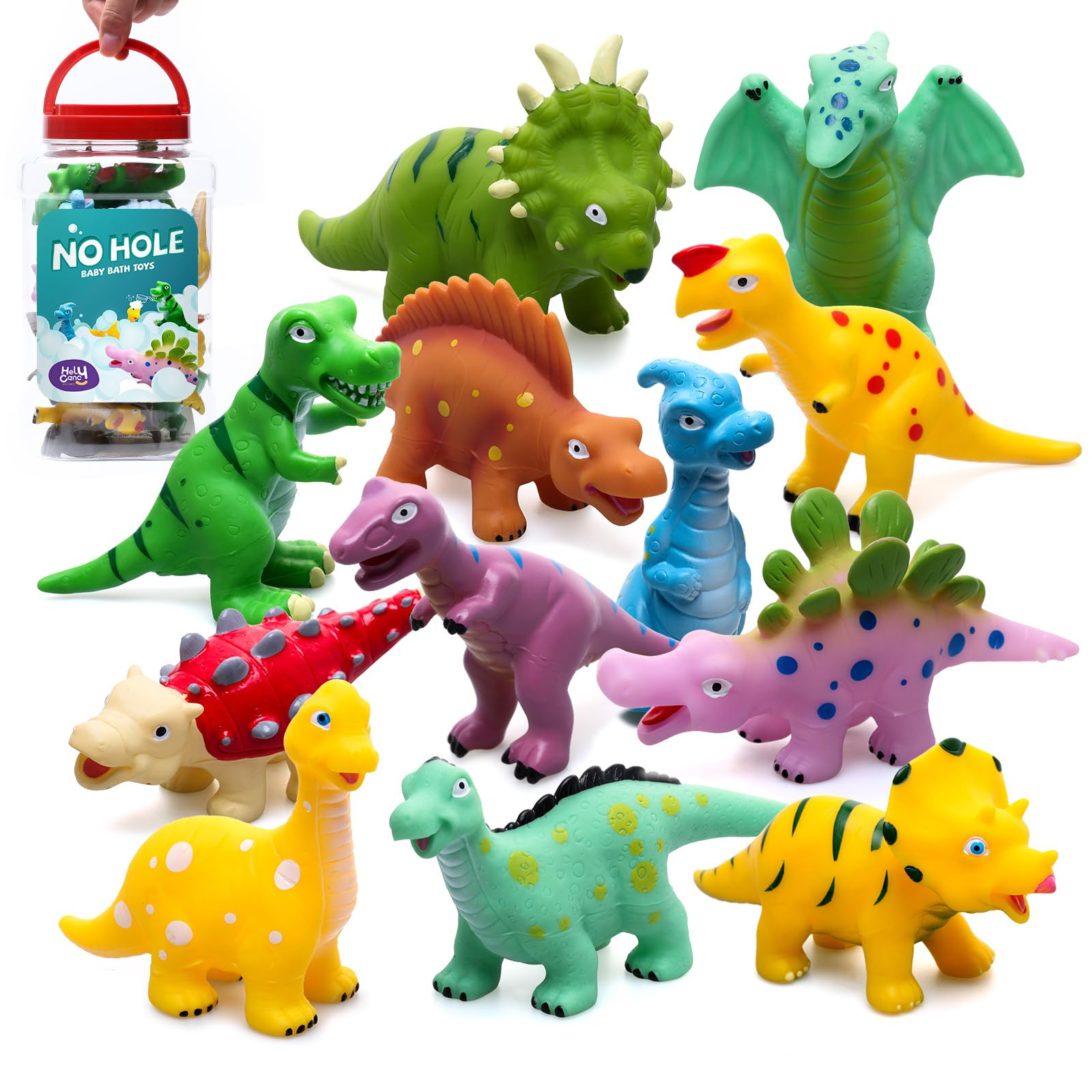 Hely Cancy Dinosaur Bath Toys for Toddler, No Hole Baby Bathtub Shower Water Pool Toys | Amazon (US)