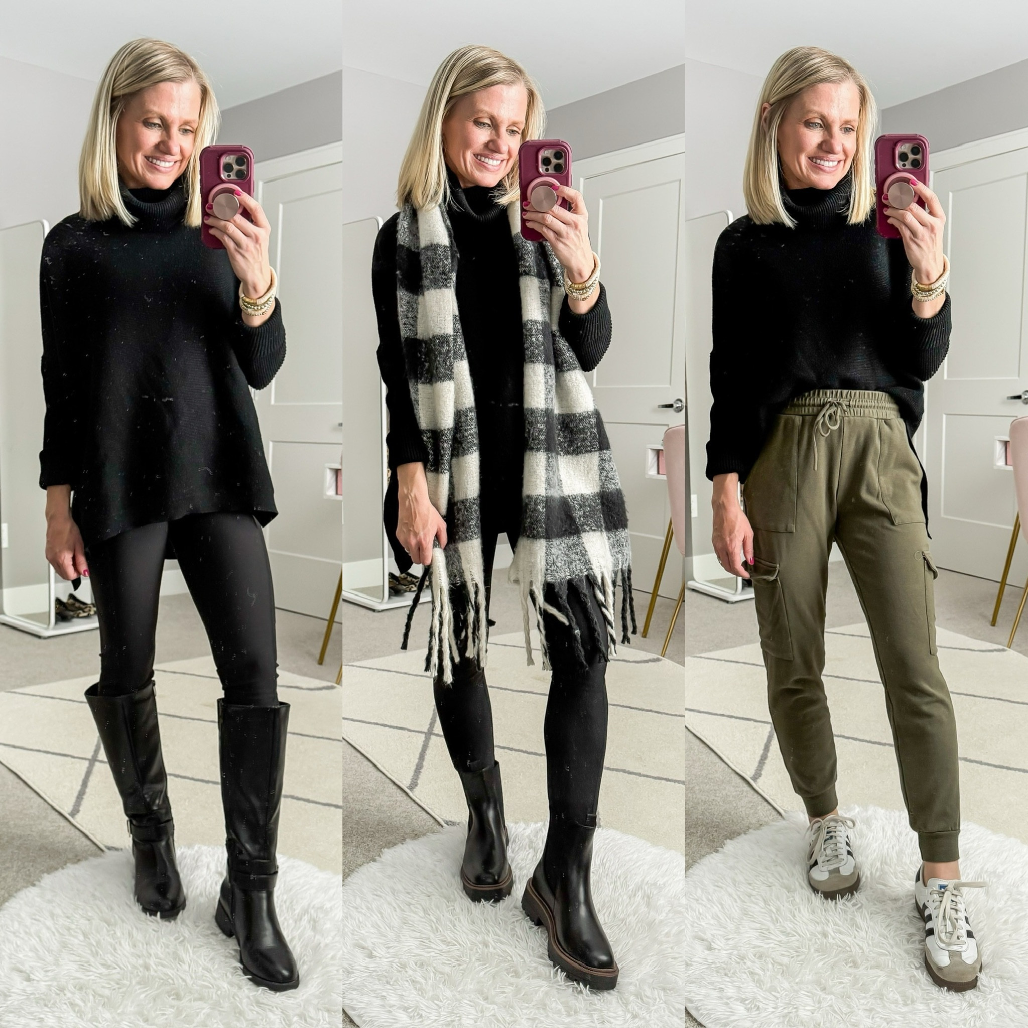 Winter mom capsule wardrobe outfits! More sizing and styling details can be found at thriftywifehappylife.com! 

#LTKSeasonal #LTKStyleTip #LTKFindsUnder100