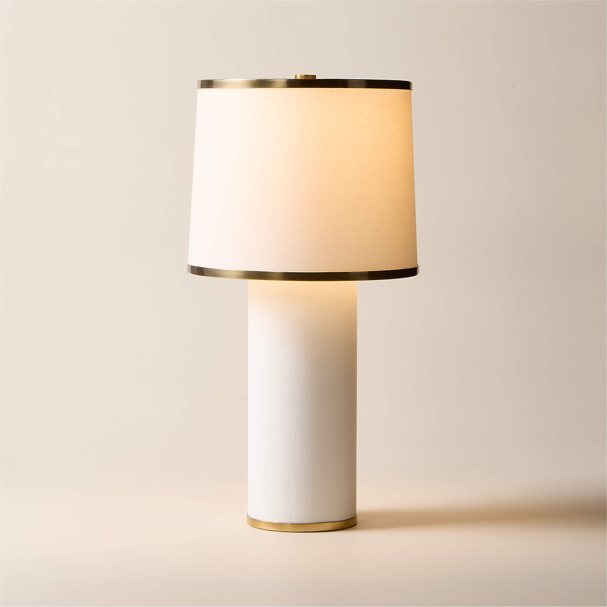 Dara White Linen Table Lamp + Reviews | CB2 | CB2