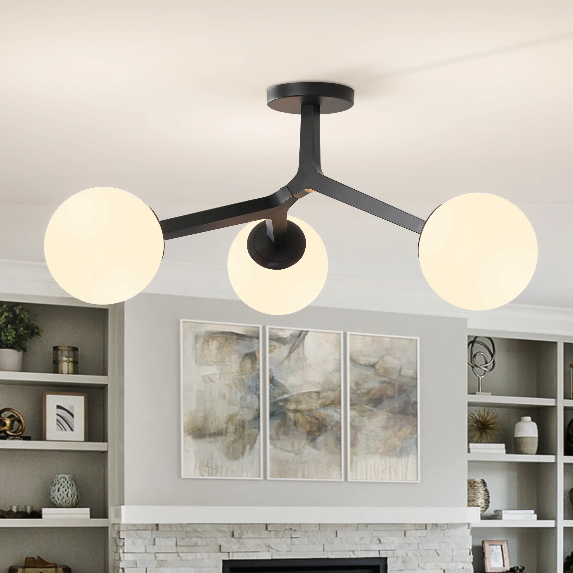 Janto 3-Light Glass Semi Flush Mount | Wayfair North America