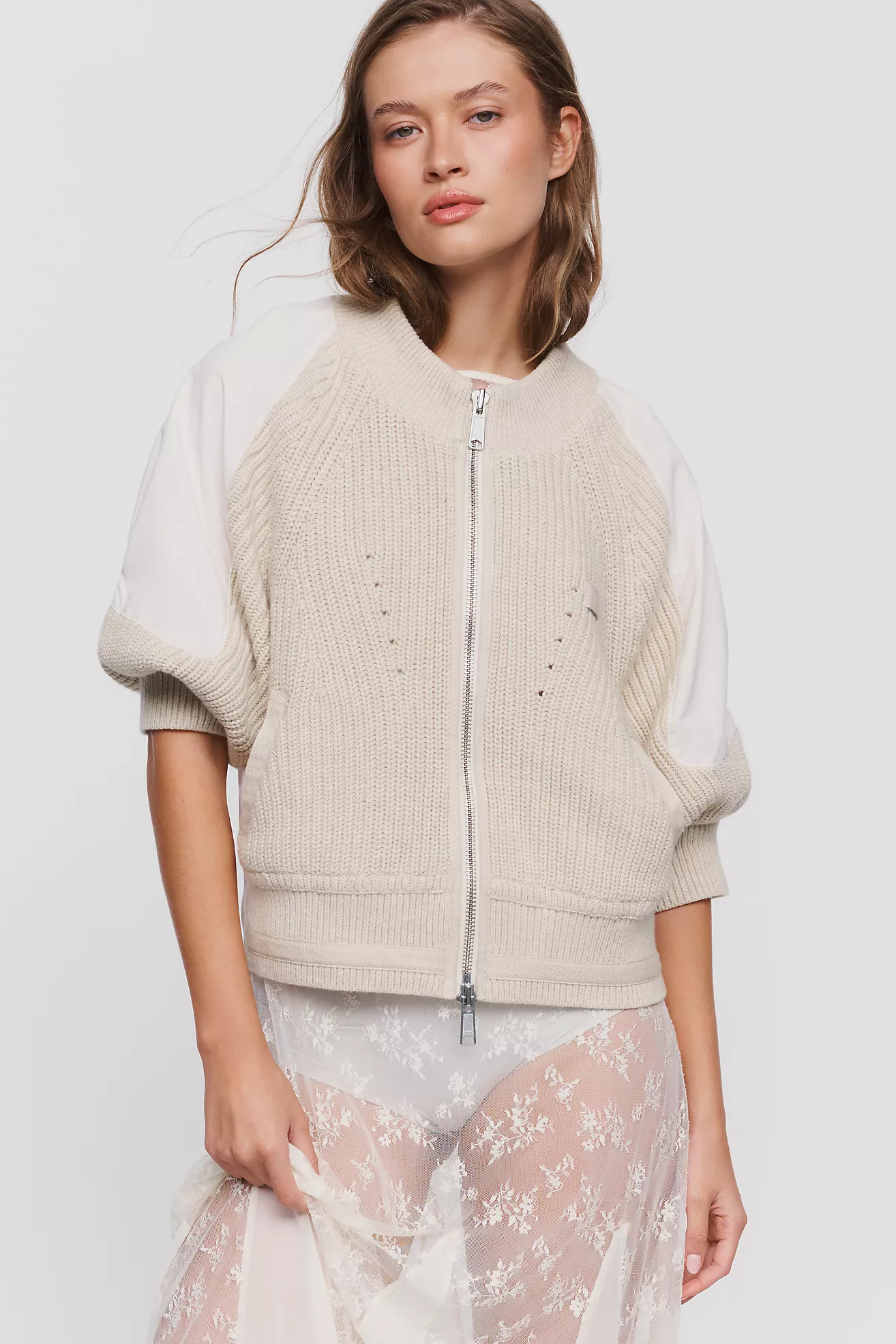 Cotton Wool Blend Zip Up Cardigan | Anthropologie (US)