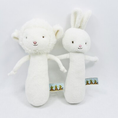 Bunnies By The Bay FRIENDLY CHIME White Lamb & Bunny Lot Baby Plush 6" Rattles | eBay US