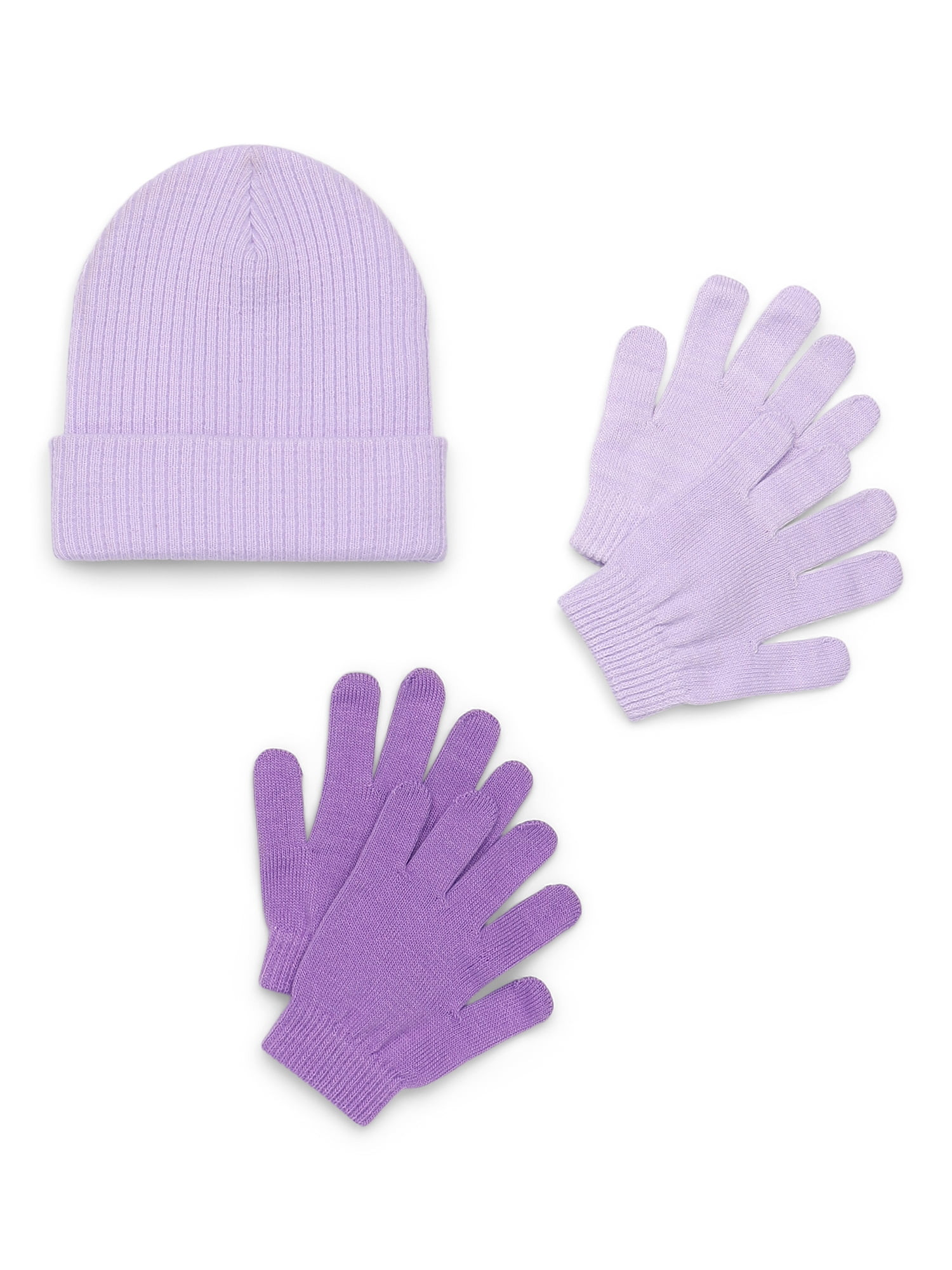 Wonder Nation Ribbed Beanie and Gloves Set, 2-Pack, One Size - Walmart.com | Walmart (US)