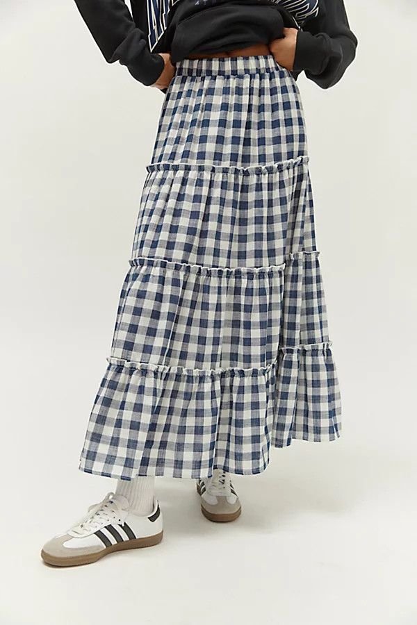 Urban Renewal Remnants Gingham Tiered Maxi Skirt | Urban Outfitters (US and RoW)