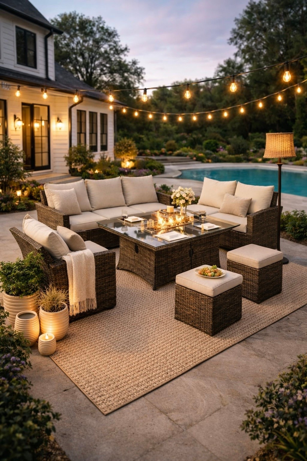 Wayfair 6 - Person Patio Dining Set with Rectangular Table

Follow @farmtotablecreations on Instagram for more home finds 🤍

This setup is everything for those summer nights that turn into cozy evenings outside. The woven sectional brings in that warm texture, while the neutral cushions keep it feeling light and elevated. The fire table instantly makes it the perfect gathering spot, and I love how the rug ties everything together to create a defined, layered look. Add in the soft glow from the lighting and it’s one of those spaces that feels inviting the second you step outside.

@Wayfair #ad #wayfair #wayfairpartner #outdoorsectional #firepittable #patiodecor #outdoorliving #outdoorrug