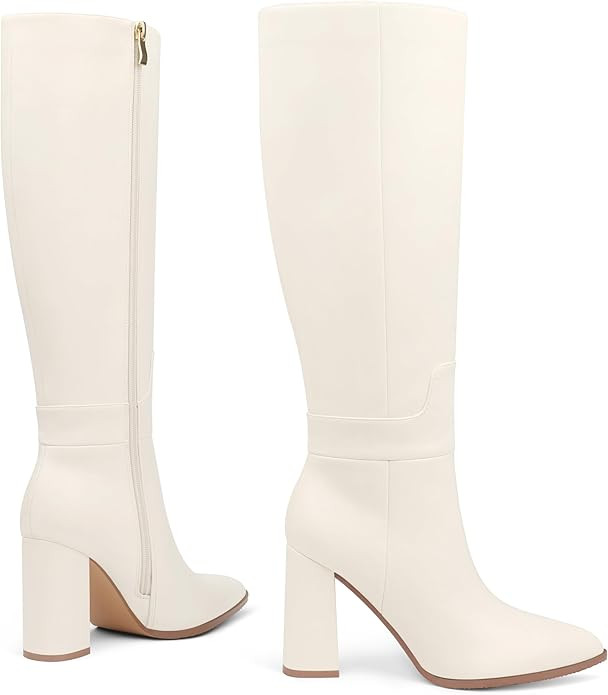 Dance&Style Women's Tall Boots Pointed Toe Boots for Women Knee High Heeled Long Boots | Amazon (US)