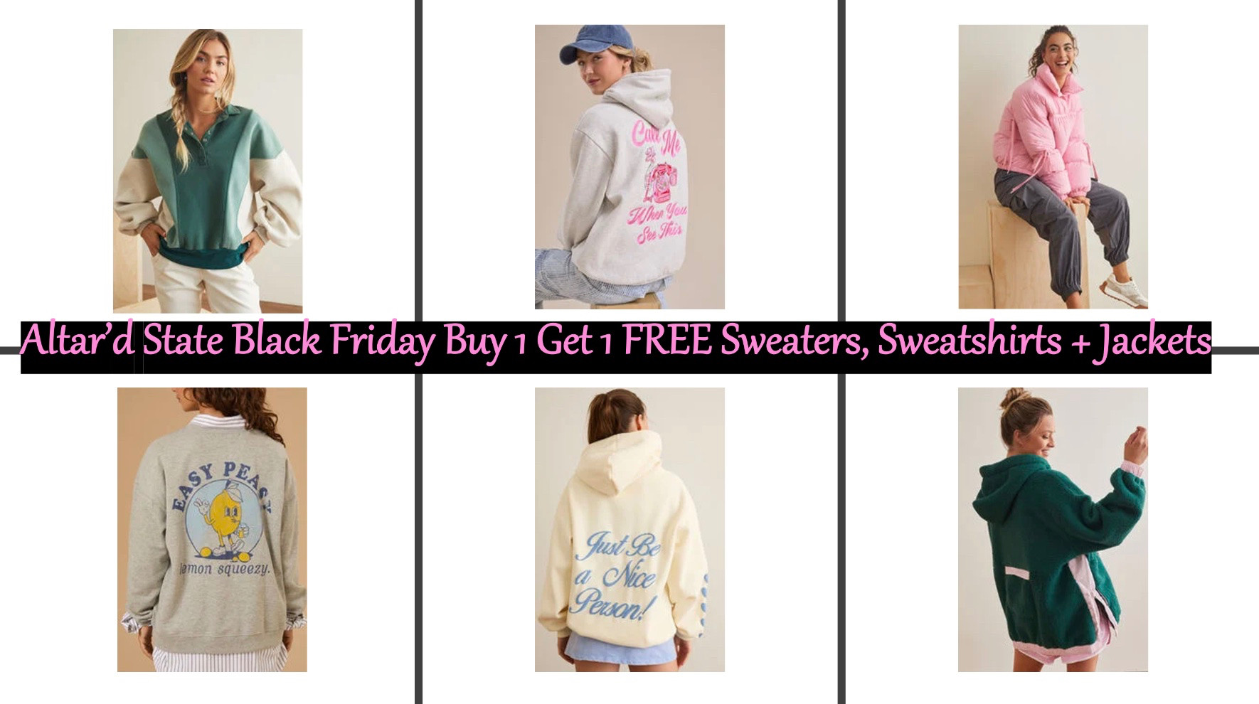 BLACK FRIDAY!! Altar'd State is having a BOGO FREE on sweaters, sweatshirts and jackets - here's what I'm getting! <3 

 

#LTKCyberWeek #LTKHoliday #LTKSaleAlert