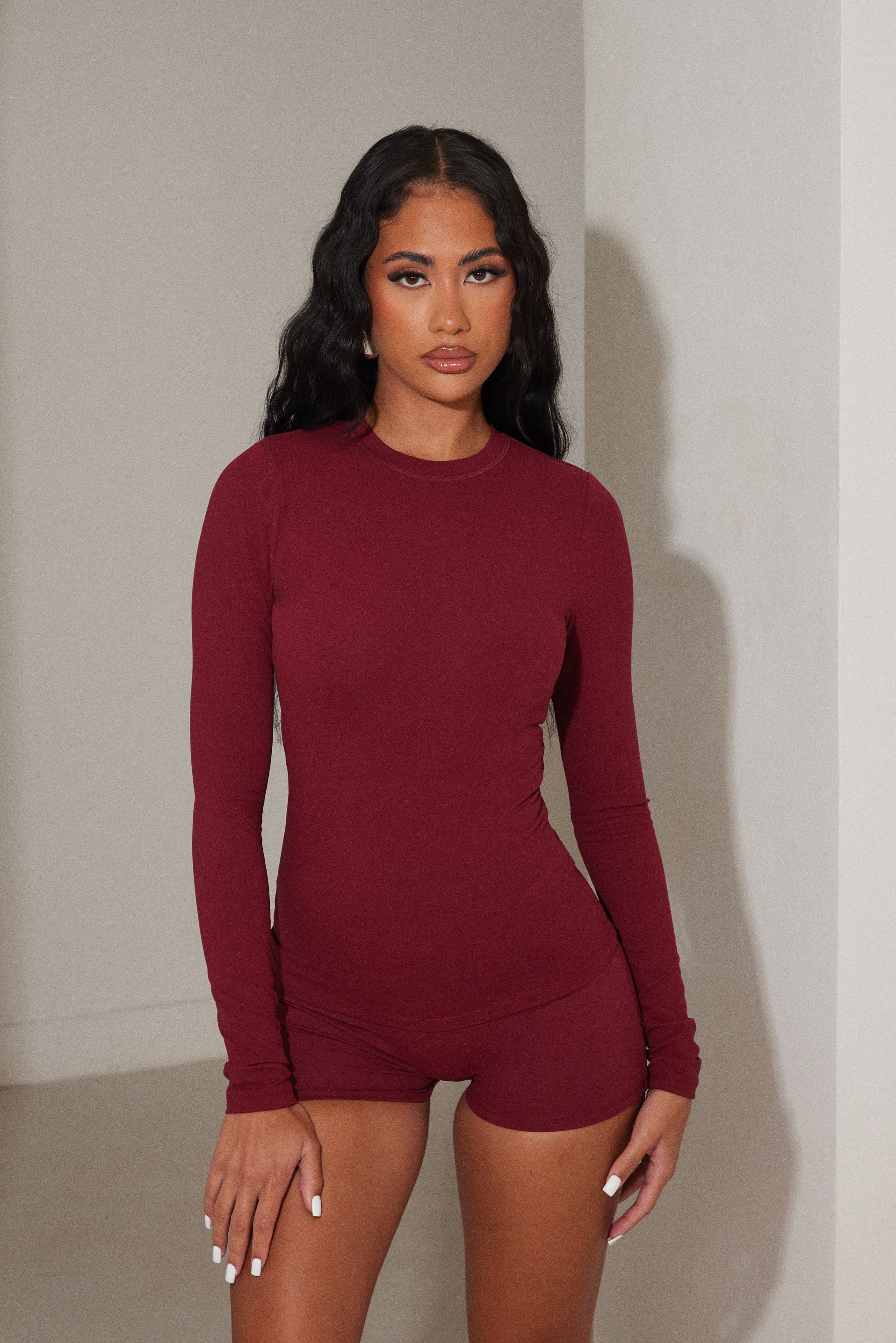 The Sculpt long sleeve tee - Wine | Mars The Label