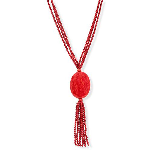 Mine Finds by Jay King 3-Strand Red Coral Tassel Drop Necklace | HSN
