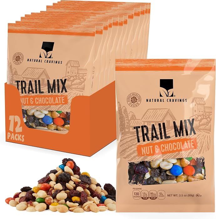 Natural Cravings Trail Mix Snack Packs 12 Individual 3.5 oz Bags | Amazon (US)