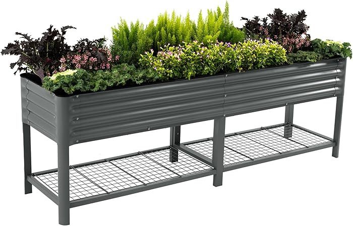 Elevated Raised Garden Bed-V Series, 2' x 8' Garden Beds with Legs & Storage Rack for Patio Porch... | Amazon (US)