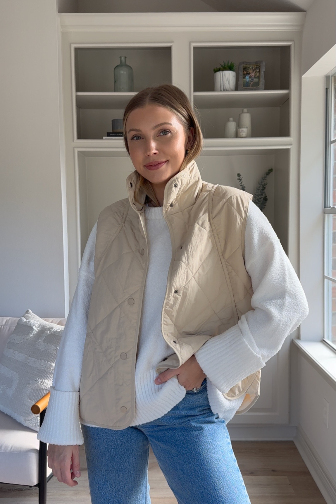 Puffer vest for fall / winter in L (I sized up for more oversized fit) | sweater in S | jeans in 27

#LTKstyletip #LTKSeasonal #LTKHoliday