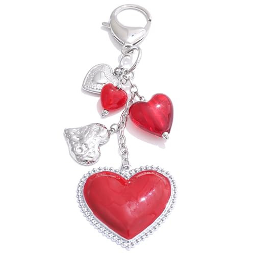 Mchic Heart Keychain – Elegant Silver Heart Purse Charm for Women, Cute Bag Accessory | Amazon (US)