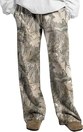 ICOBID Camo Wide Leg Sweatpants for Women Casual Palazzo High Waisted Camouflage Loose Sweat Pants Baggy Lounge Trousers | Amazon (US)
