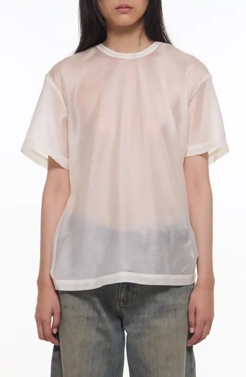 Helmut Lang Sheer Tie Waist T-Shirt in Soft White at Nordstrom, Size Small | Nordstrom