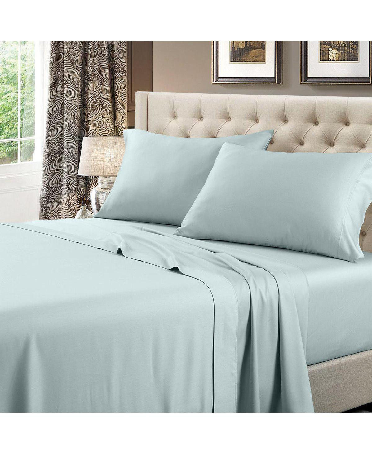 600 Thread Count Solid Cotton Sheets Set, Full - Sea | Macy's