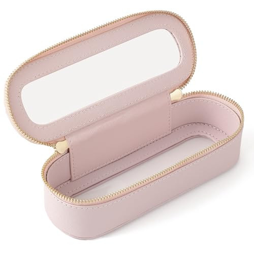 Aveniee Slim Clear Makeup Brush Bag, Small Cosmetic Brush Holder, Mini Toiletry Bag Travel Case for Women, Thin Make up Bags with Dual Zipper, Cute Travel Essentials Bag Organize - Pink | Amazon (US)