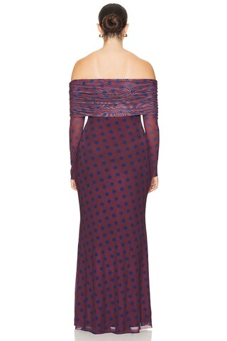 x REVOLVE Thelma Dress in Wine Diagonal Dot | Revolve Clothing (Global)