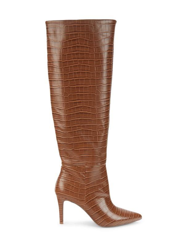 Lanett Croc Embossed Leather Boots | Saks Fifth Avenue OFF 5TH