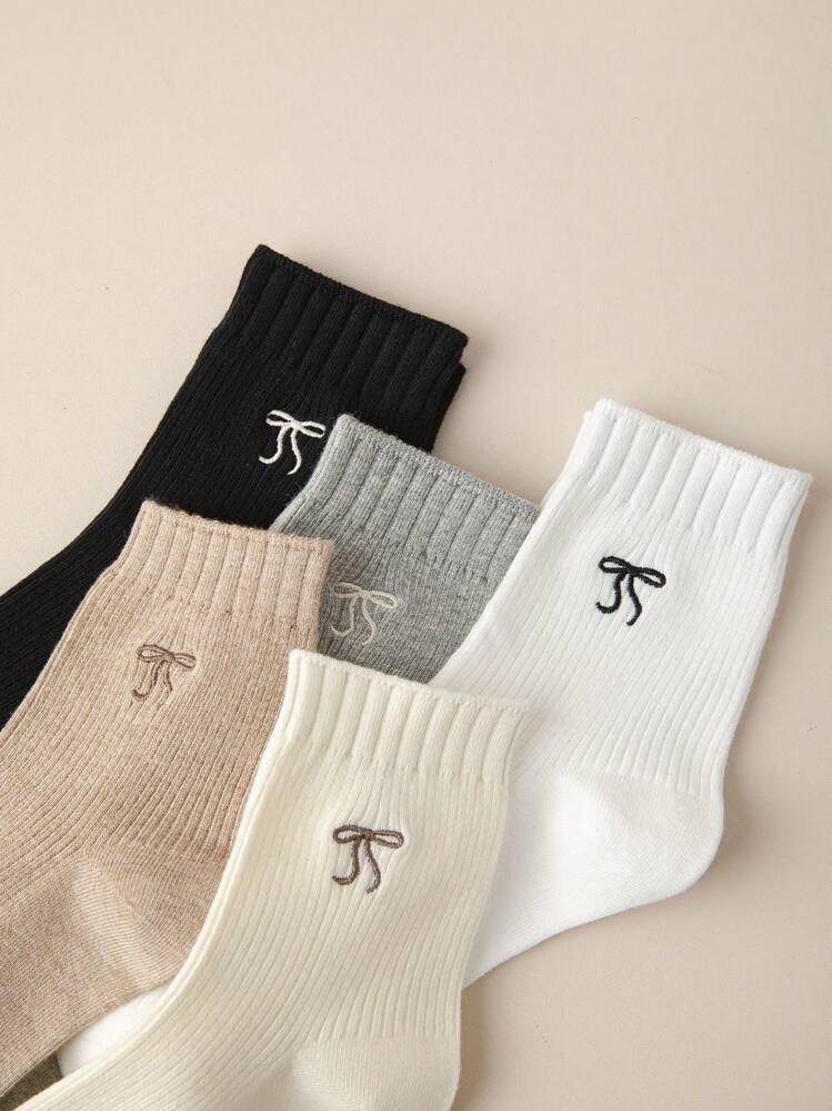 5 Pairs Women's Crew Socks, Warm & Soft Butterfly Design Casual, Home, Party, Sports Socks For Autumn/Winter | SHEIN