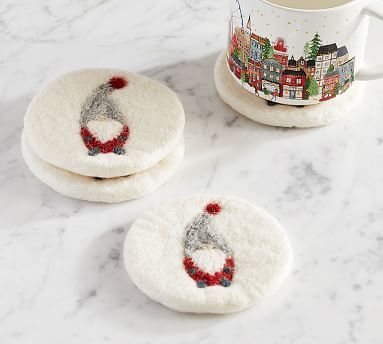 Gnome Wool Felt Coasters - Set of 4 | Pottery Barn (US)