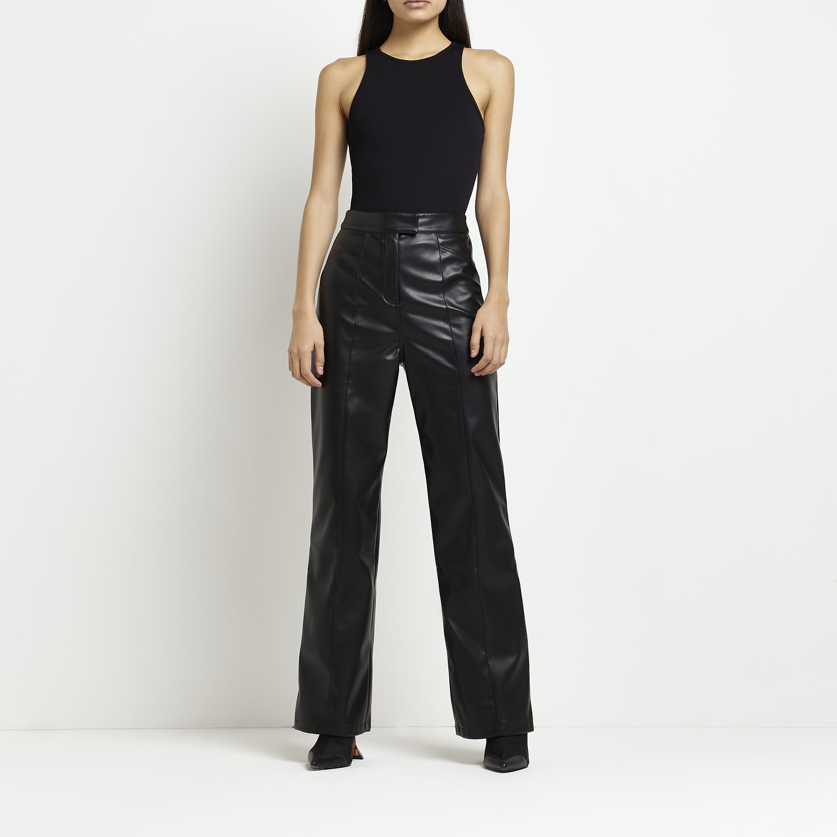 River Island Womens Black Racer Back Bodysuit | River Island (UK & IE)